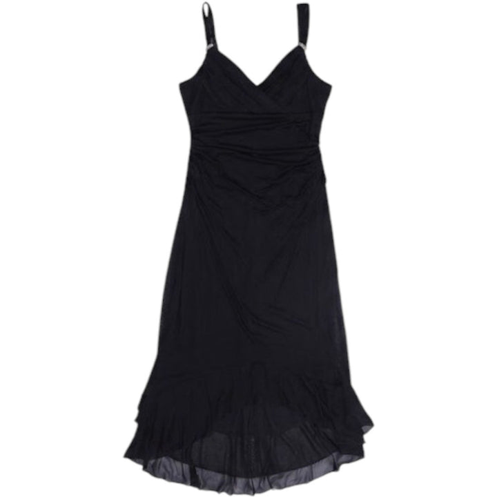 Y2K Ladies Jessica Ruched Rhineston Mesh High Low Evening Dress Size 10