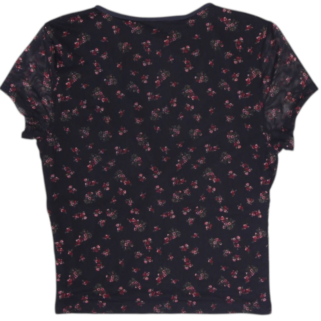 Y2K Ladies Aéropostale Y2K Ditsy Floral Cap Sleeve Empire Waist Crop Top