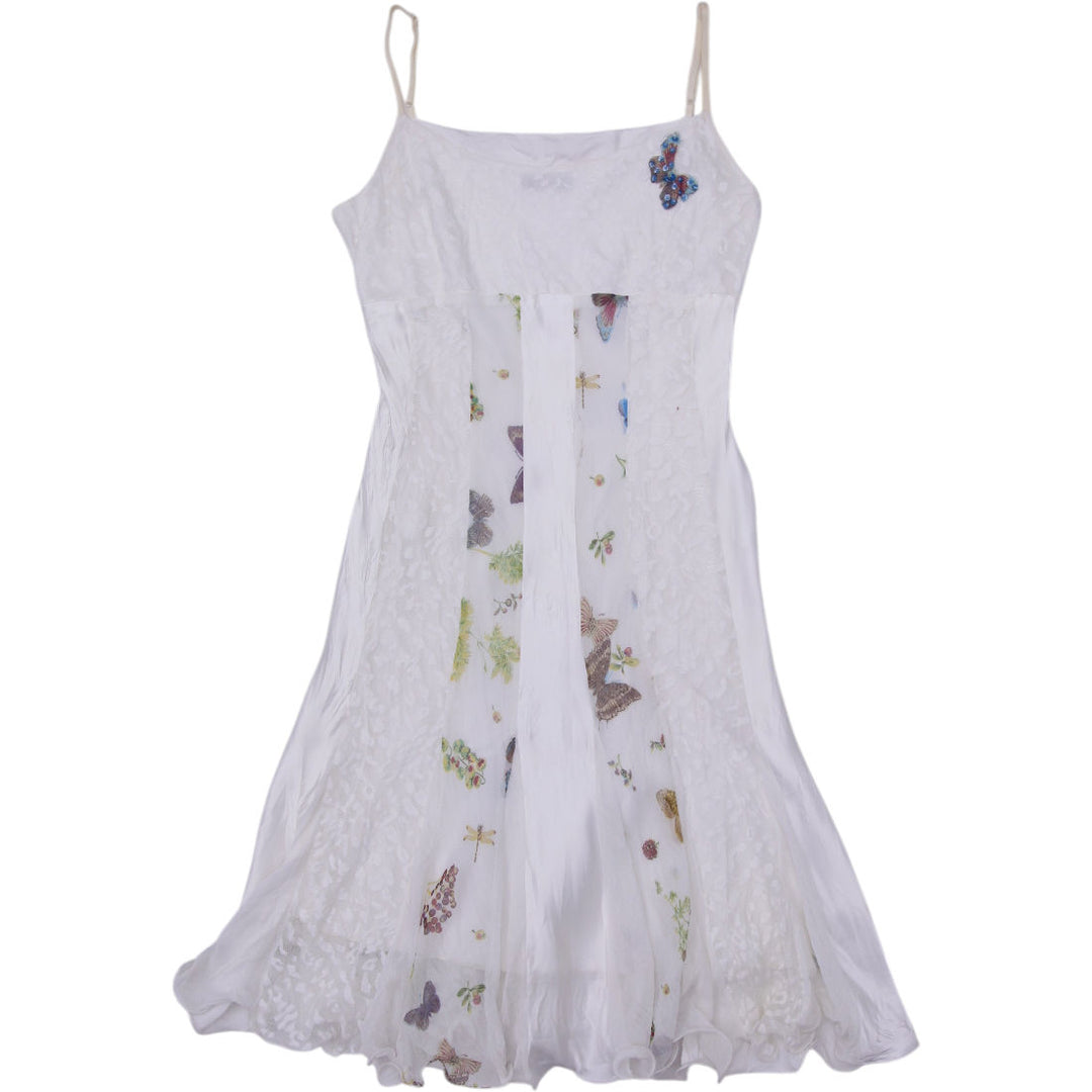 Y2K Ladies Poleneco Dress White Butterfly Floral Lace