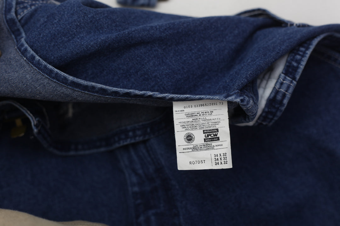 Vintage Made In USA R07DST Denim Blue Carpenter Bib Overalls