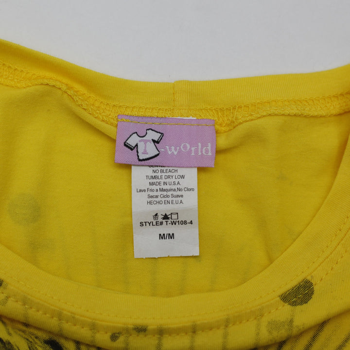Y2K Ladies Iworld Masquerade Mask Rhinestone Graphic Tee Size M
