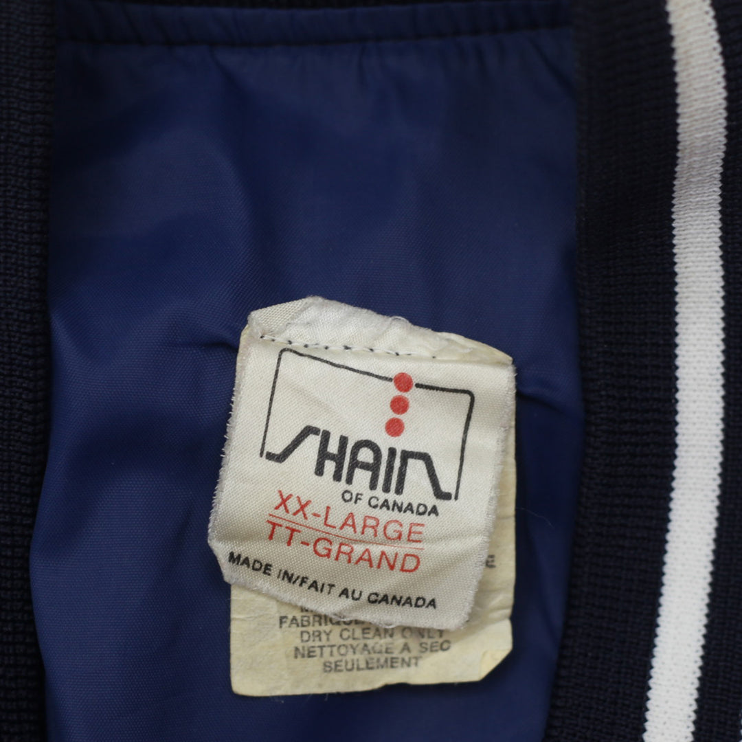 Vintage Shain of Canada Bee Gees Satin Bomber Jacket Navy Blue XXL - Fashion Rerun Vintage Migration_Jacket