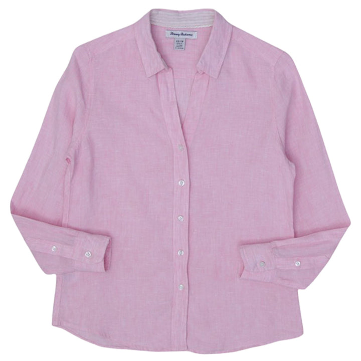 Ladies Tommy Bahama Pink Long Sleeve 100% Linen Shirts