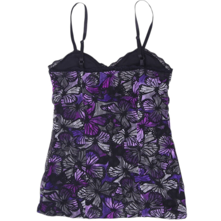 Y2K Ladies No Boundaries Mesh Overlay Butterfly Print Cami Tank Top Size S