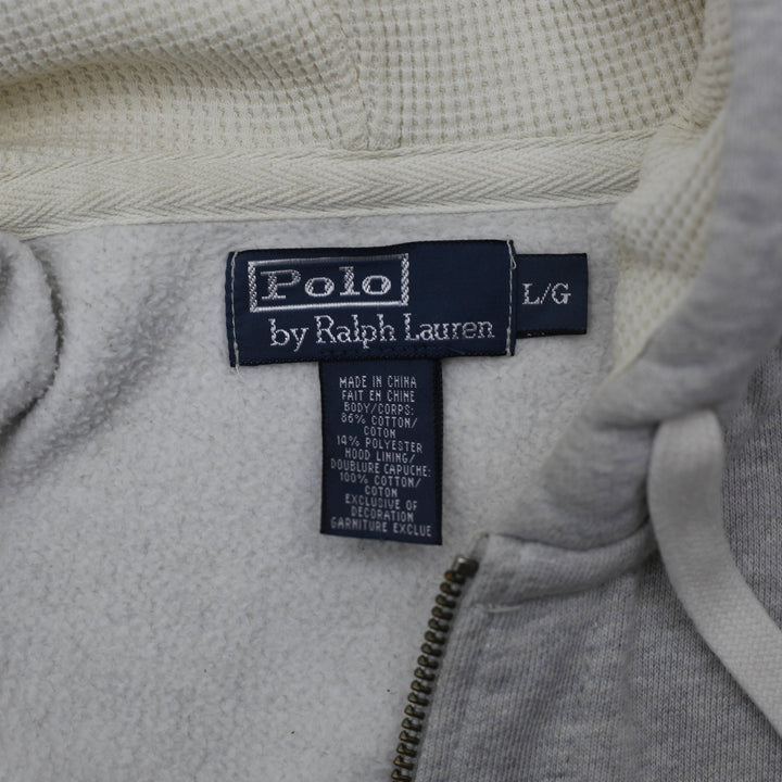 Vintage Polo Ralph Lauren Gray Full-Zip Classic Hoodie Size L | Migration_Hoodies - Back View | Fashion Rerun