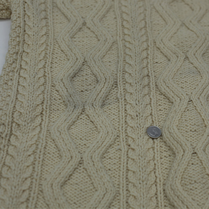 Vintage Kennedy Of Ardara Hand-Knit Irish Wool Cardigan Sweater Cable Knit Unisex - Fashion Rerun Vintage Migration_Sweaters