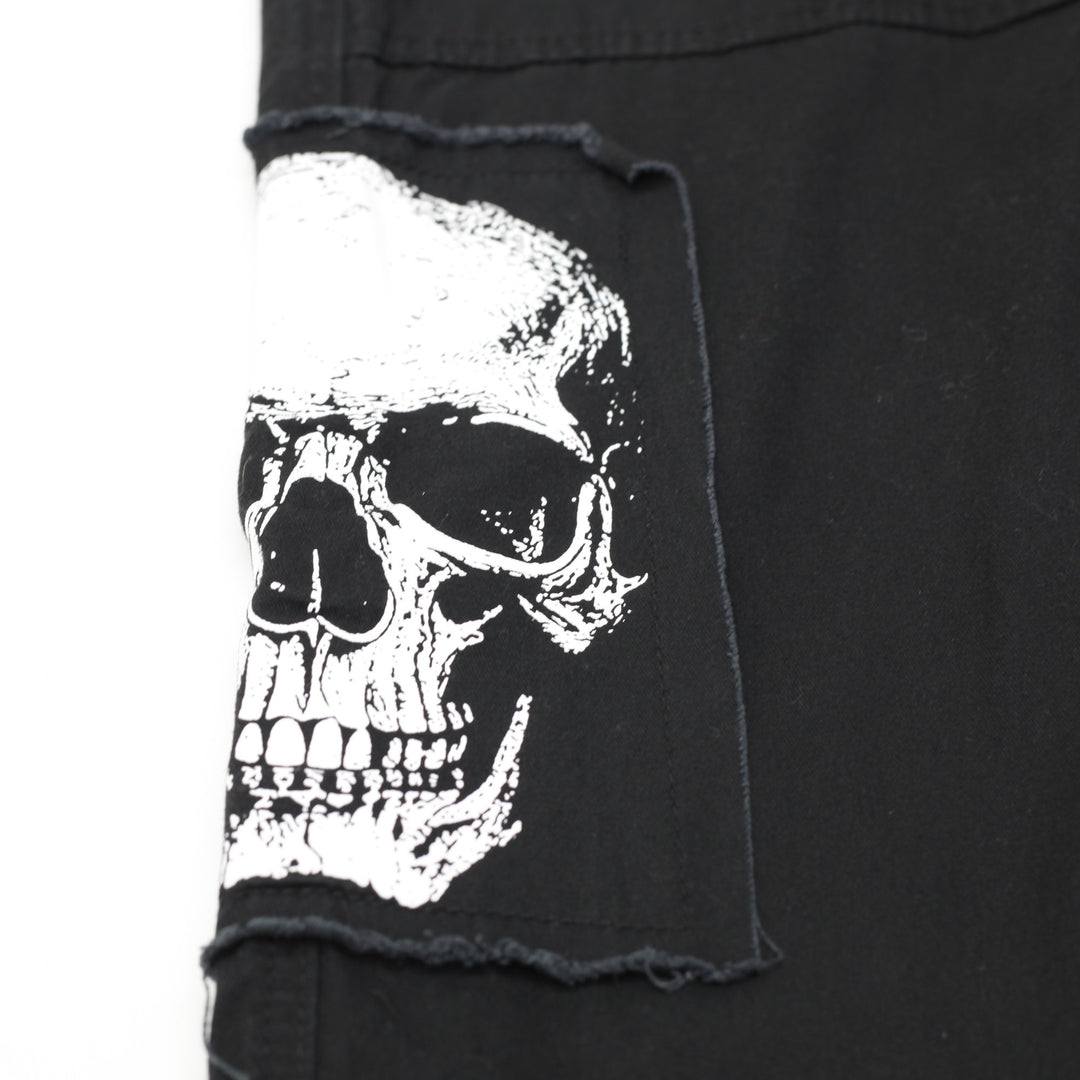 Y2K Mens Hot Topic Cargo Pants Black Skull Patch Graphic Size 34