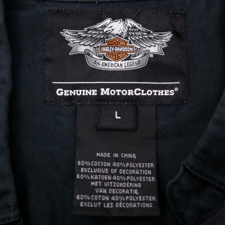 Mens Harley Davidson Black Short Sleeve Button Down Embroidered Collar Shirt