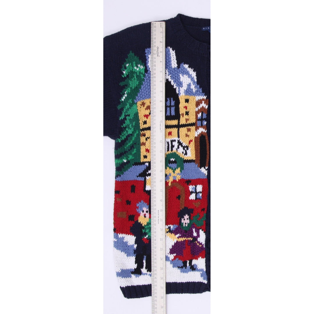 Vintage 90s Ladies Birch Bros Holiday Christmas Graphic Knit Sweater Size L