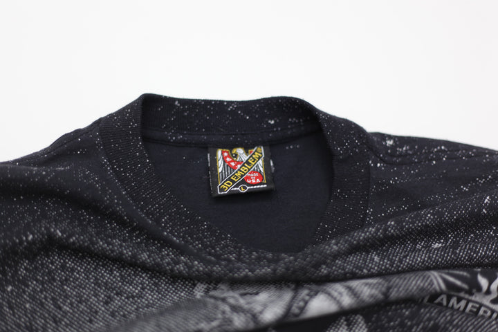 Vintage American Biker T-Shirt S.Stitch Made in USA 3D Emblem Black L