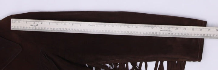 80's Perfect Dark Brown Suede Fringed Leather Antique jackets
