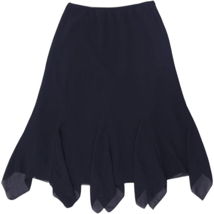 Y2K Ladies Midi Skirt Black Handkerchief Hem Chic