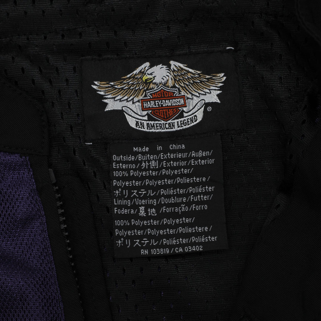 Vintage Harley-Davidson Women's Purple and Black Mesh Motorcycle Jacket | Migration_Jackets - Back View | Fashion Rerun