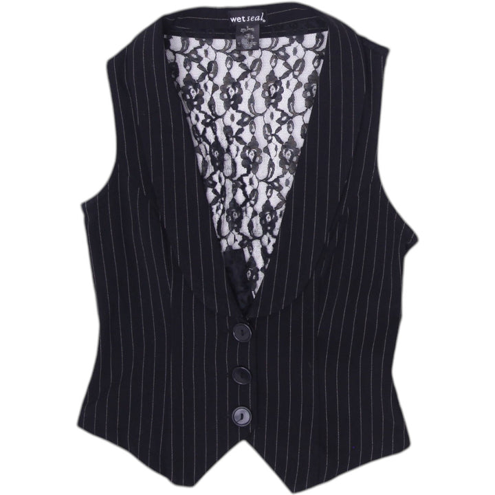 Y2K Wet Seal Lace Pinstripe Vest Size S | Migration_Y2K Tops | Fashion Rerun