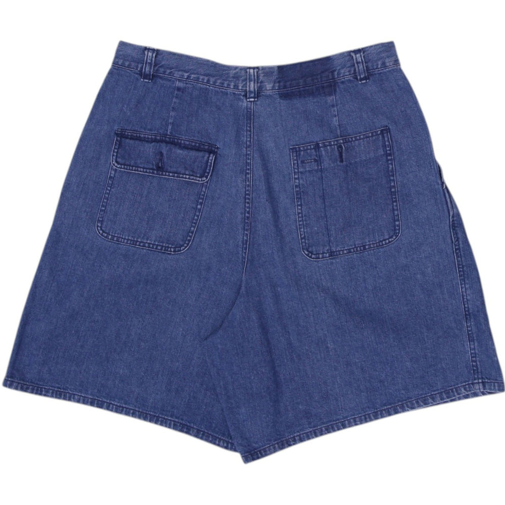 Vintage Ladies Ralph Lauren Pleated Denim Short Size 14 | Migration_Shorts - Side View | Fashion Rerun