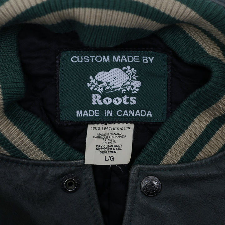 Vintage Roots Made In Canada Sporting Goods Leather Jacket Large 100 Leather | Migration_Jackets - Back View | Fashion Rerun