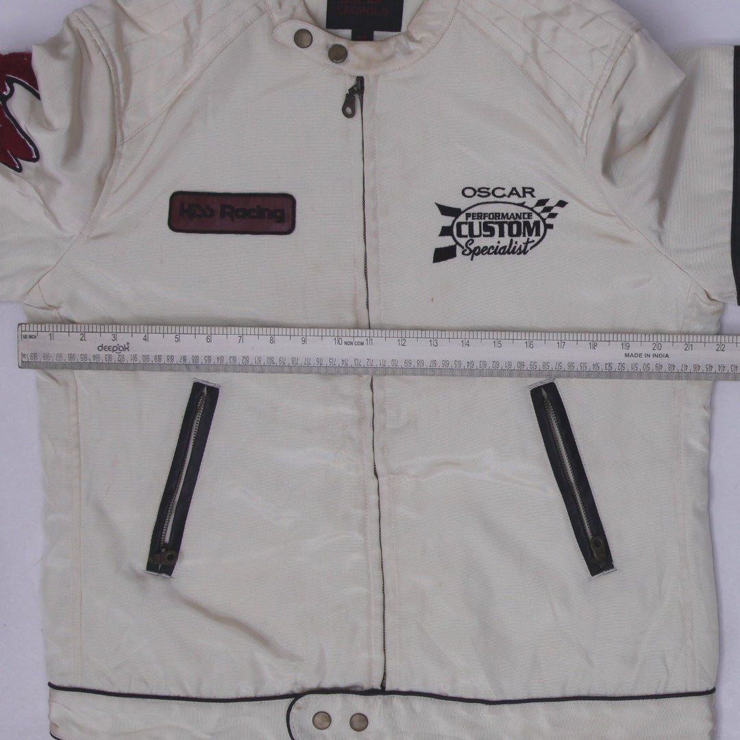 Vintage Mens Oscar Leopold Moto Bomber Custom Garage Racing Jacket Size M