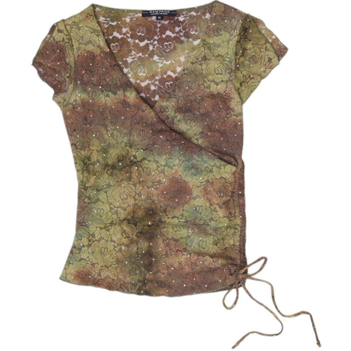 Y2K Ladies Rampage Sheer Floral Lace Mesh Overlay Size M