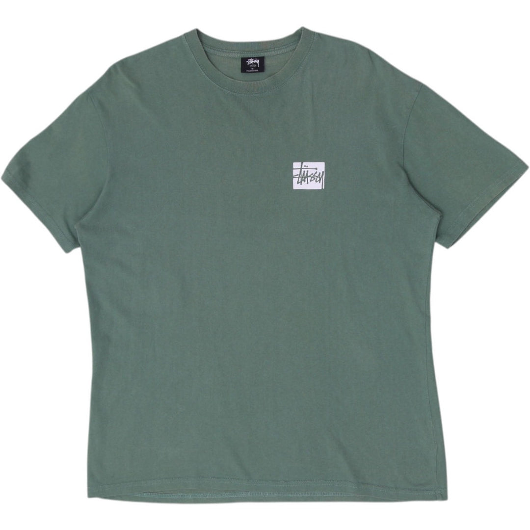 Mens Stussy Logo Green Short Sleeve T-Shirt Size M