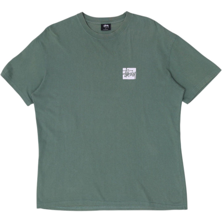 Mens Stussy Logo Green Short Sleeve T-Shirt Size M