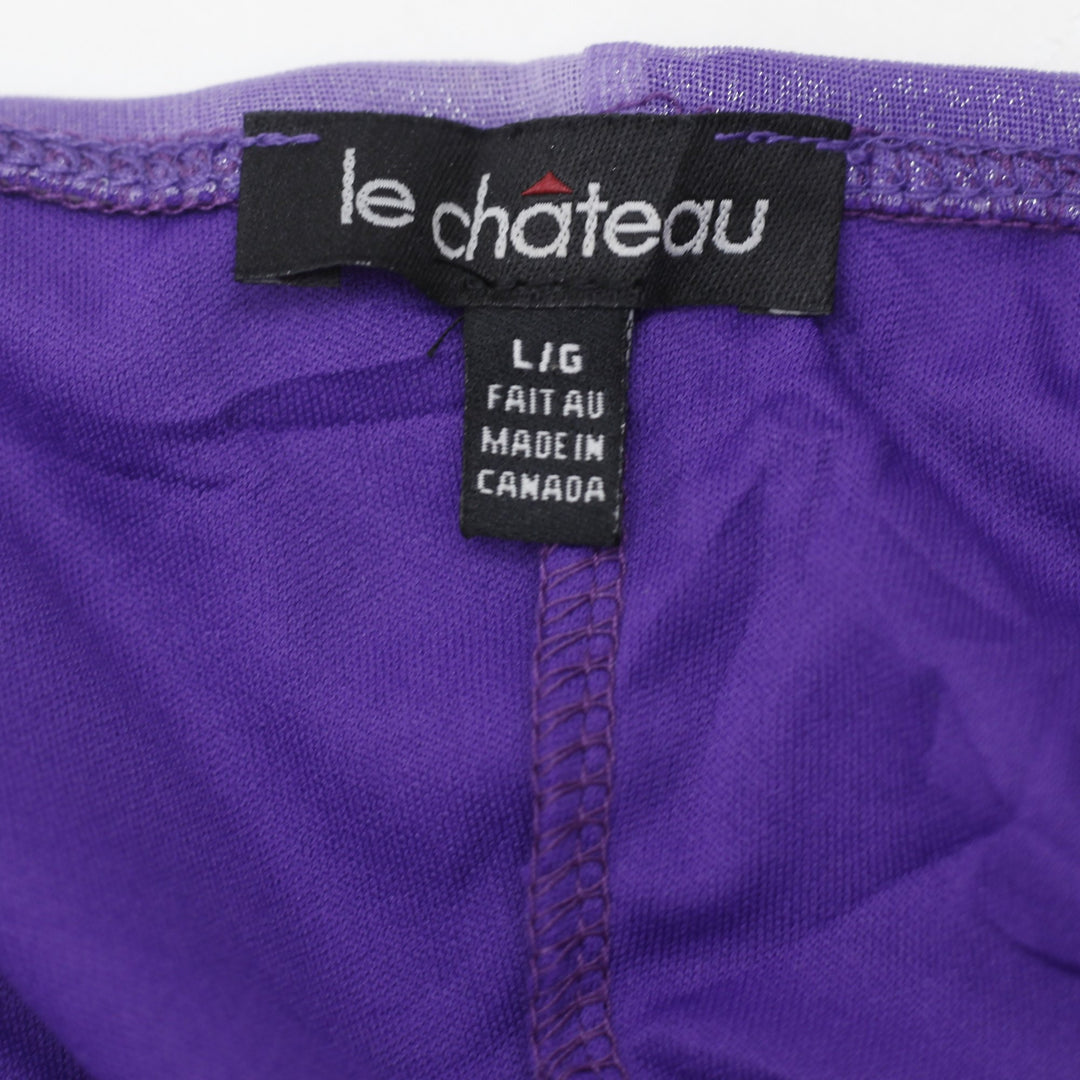 Y2K Ladies Le Chateau Purple Ombre Shimmer Mesh Halter Top Size L