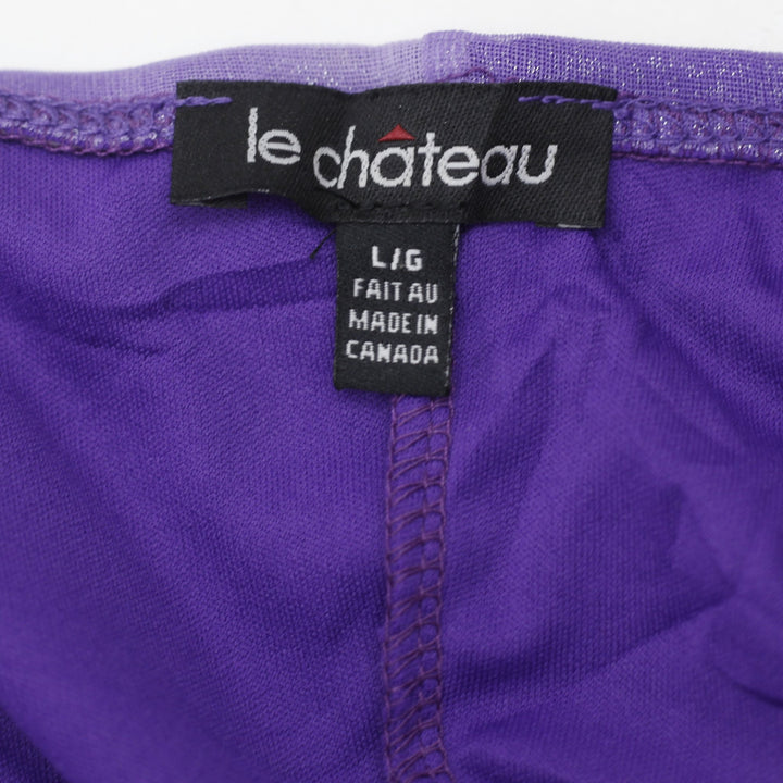 Y2K Ladies Le Chateau Purple Ombre Shimmer Mesh Halter Top Size L