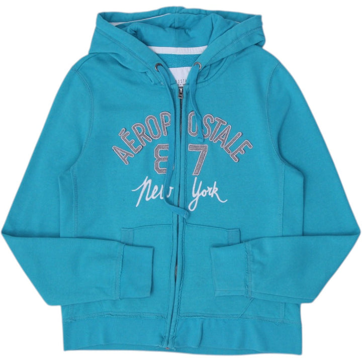 Y2K Ladies Aeropostale Hoodie Teal Blue Full Zip Large