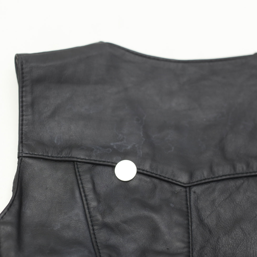 Vintage Park V Leather Vest, Made In USA Black - Fashion Rerun Vintage Migration_Jacket