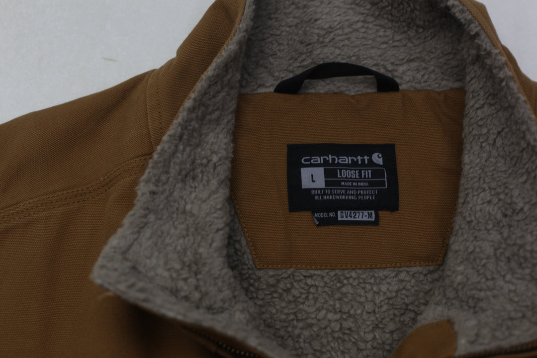 Mens Carhartt 104277 Loose Fit Washed Duck Sherpa-Lined Mock-Neck Vest