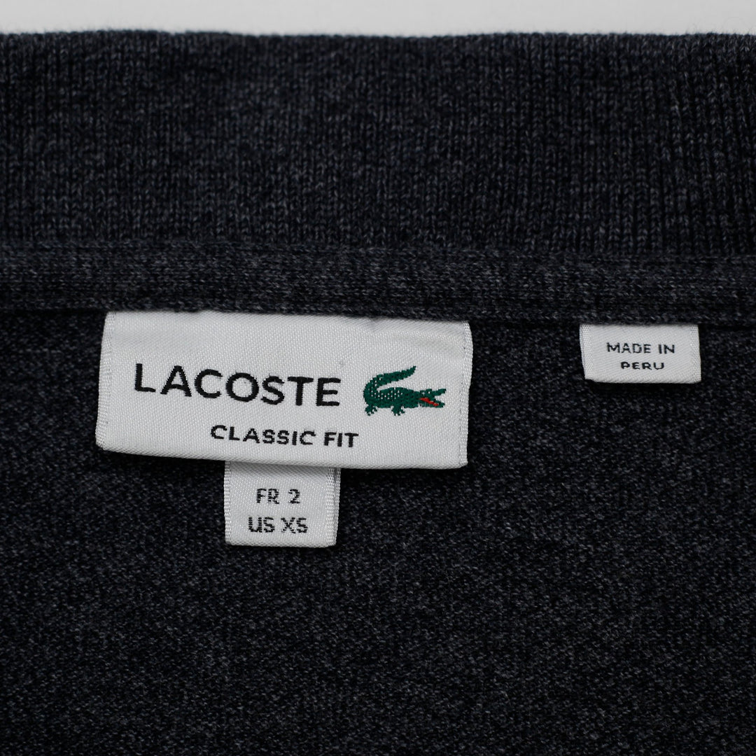 Mens Lacoste Long-Sleeve Classic Fit Polo T-Shirt Dark Heather Grey Size XS