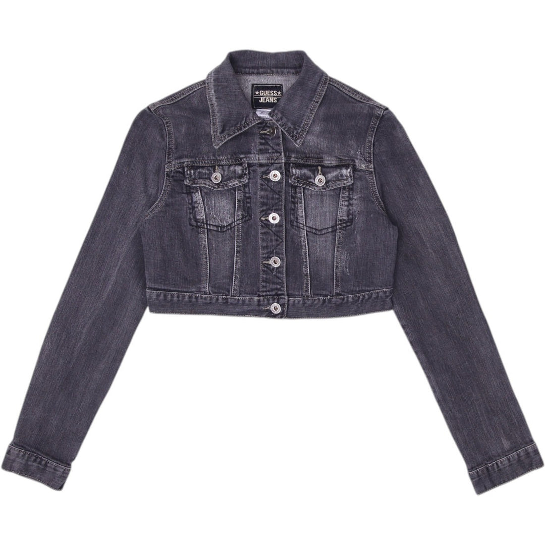 Y2K Ladies Guess Gray Cropped Vintage Trucker Denim Jacket Size S | Migration_Jackets | Fashion Rerun