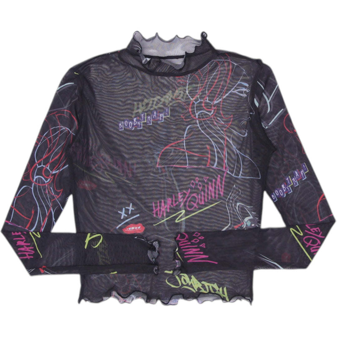 Y2K Birds of Prey Harley Quinn Mesh Top Size XS | Migration_Y2K Tops | Fashion Rerun