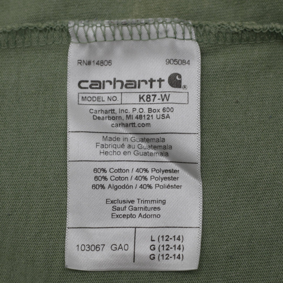 Ladies Carhartt K87 Workwear Short Sleeve Pocket Loose Fit T-Shirt Sage Green L