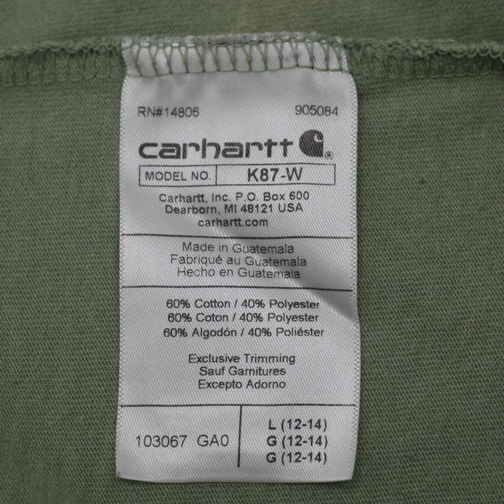 Ladies Carhartt K87 Workwear Short Sleeve Pocket Loose Fit T-Shirt Sage Green L