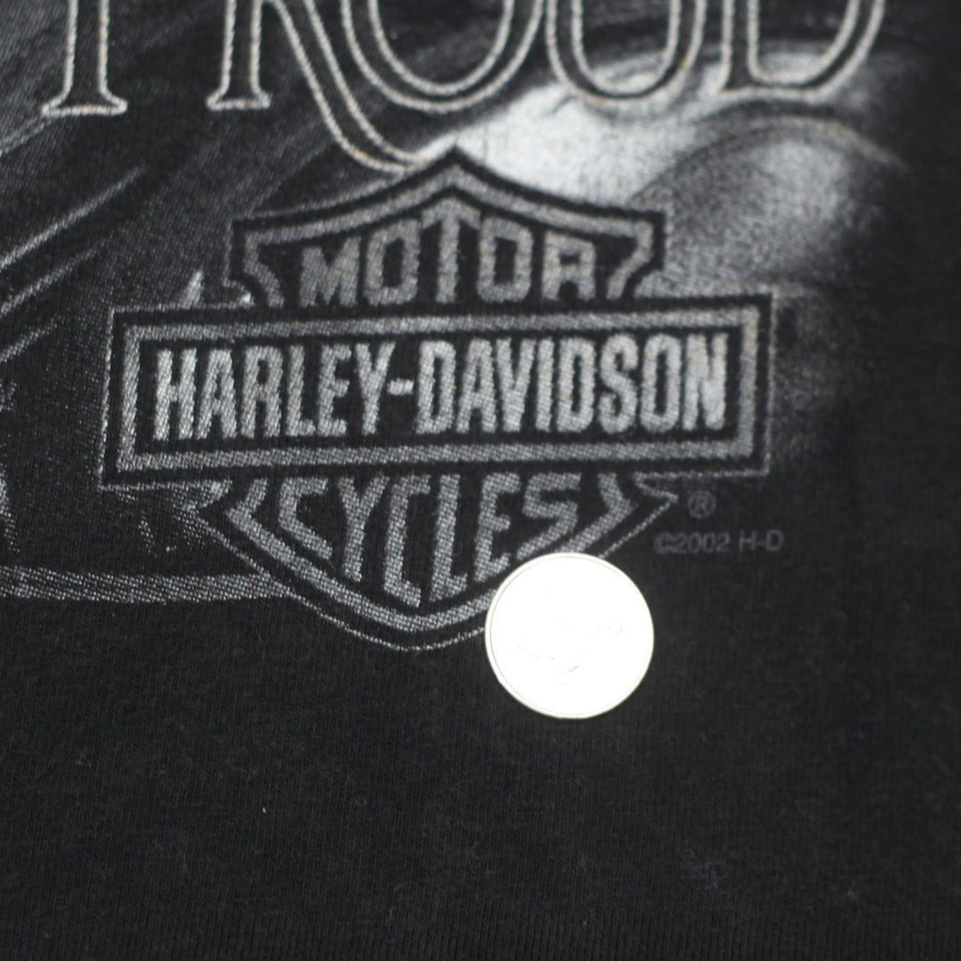 Vintage Harley Davidson "Fearless And Proud" Wolf And Eagle Graphic T-Shirt 3XL Made In USA - Fashion Rerun Vintage Migration_T-Shirt