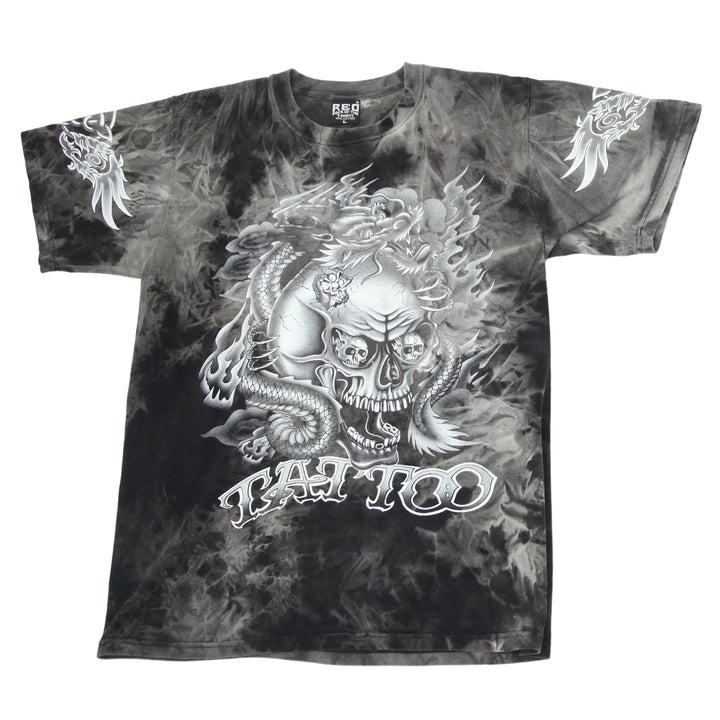 Y2K Mens Dragon & Skull Graphic Tie Dye T-Shirt