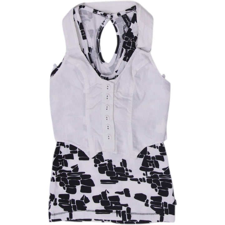 Y2K Ladies Foxy Jeans Black & White Halter Vest Top