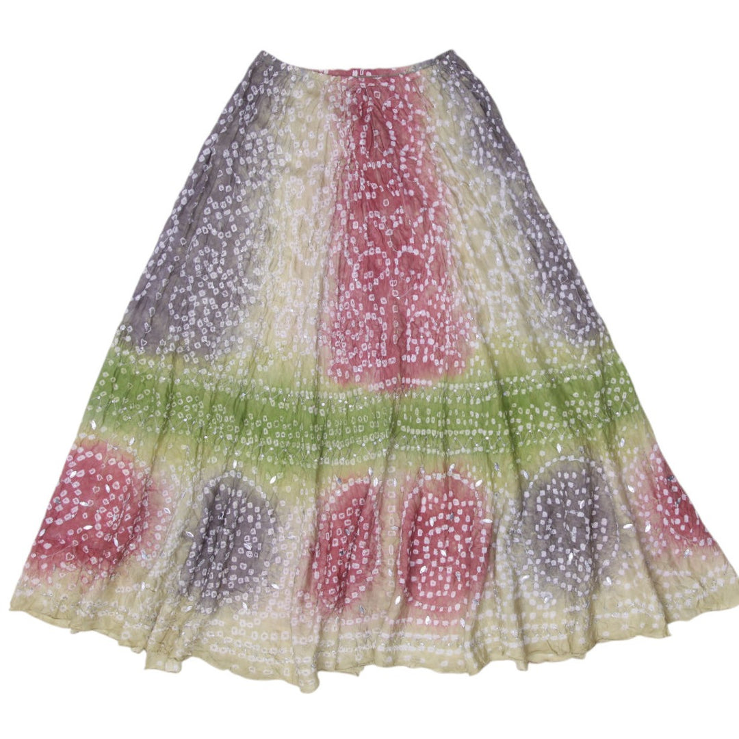 Y2K Ladies Boston Proper Skirt Multicolor Tie-Dye Silk Maxi