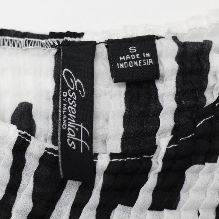 Y2K Ladies Essentials by Milano Black White Crinkle Tank Top Size S