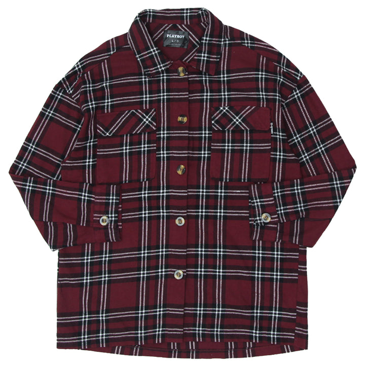 Mens Playboy Red Flannel Long Sleeve Shirt - Fashion Rerun Vintage Migration_Shirt