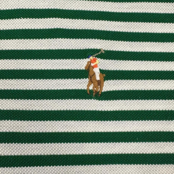Mens Ralph Lauren Polo Green Striped Shirt Pima Cotton Logo