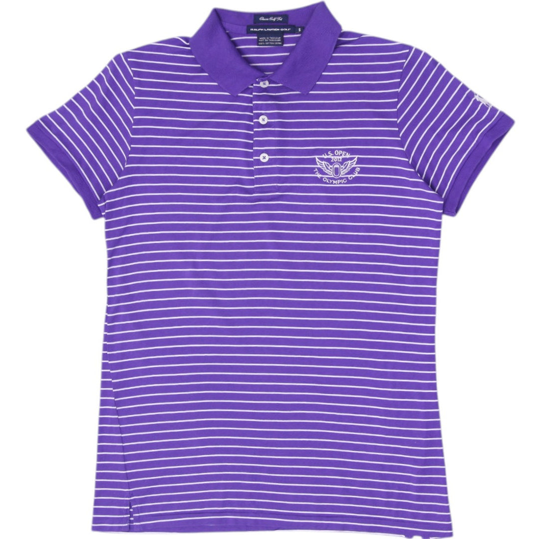 Ladies Ralph Lauren Golf Classic Golf Fit Striped Polo T-Shirt Purple Size S