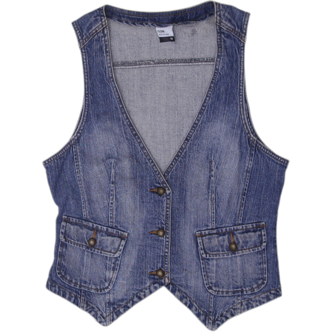Y2K Ladies Blue Button Down Pockets Casual Denim Vest Size S | Migration_Y2K Tops | Fashion Rerun