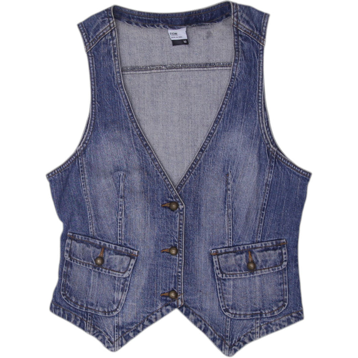 Y2K Ladies Blue Button Down Pockets Casual Denim Vest Size S | Migration_Y2K Tops | Fashion Rerun