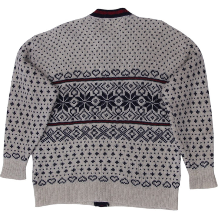 Vintage L. L. Bean U.S.A. Wool Fair Isle Snowflake Sweater Embellished Button XL