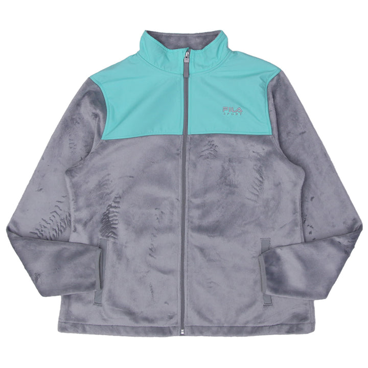 Ladies Fila Sport Mint Green And Gray Fleece Full Zip Jacket