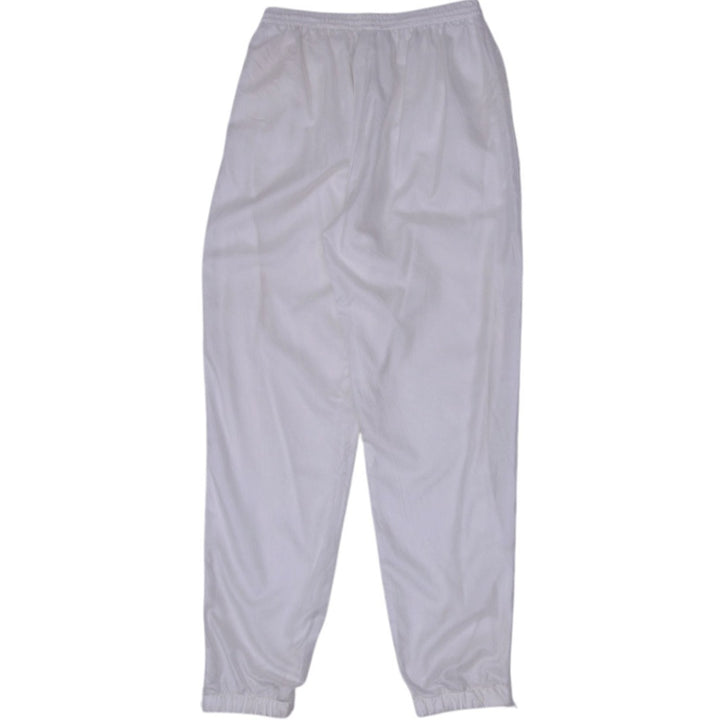 Vintage Mens White Relaxed Fit Joggers with Elastic Waist Size M | Migration_Pants - Side View | Fashion Rerun