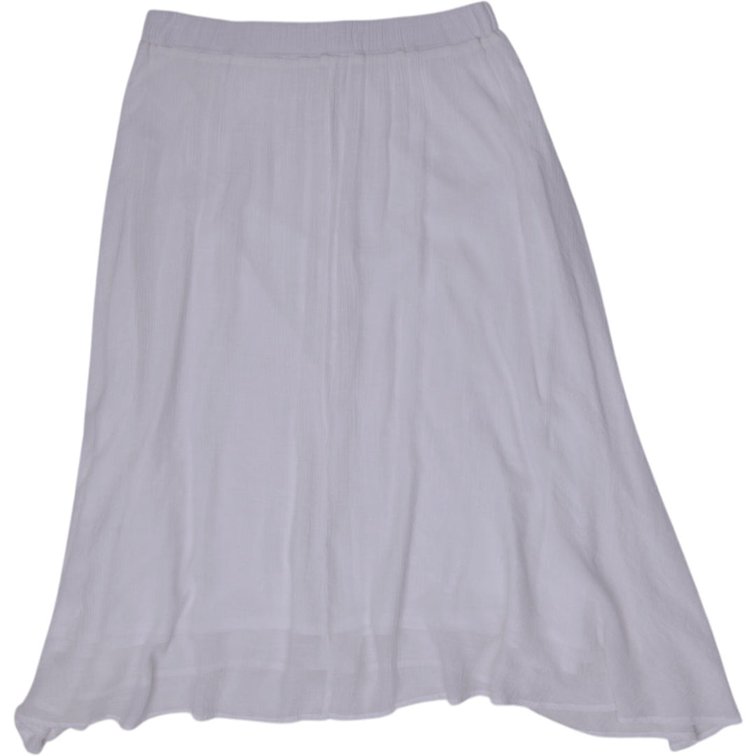 Y2K Ladies Cristina B  White Textured Button-Front Flared Skirt Size L/G