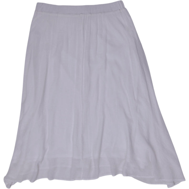 Y2K Ladies Cristina B  White Textured Button-Front Flared Skirt Size L/G