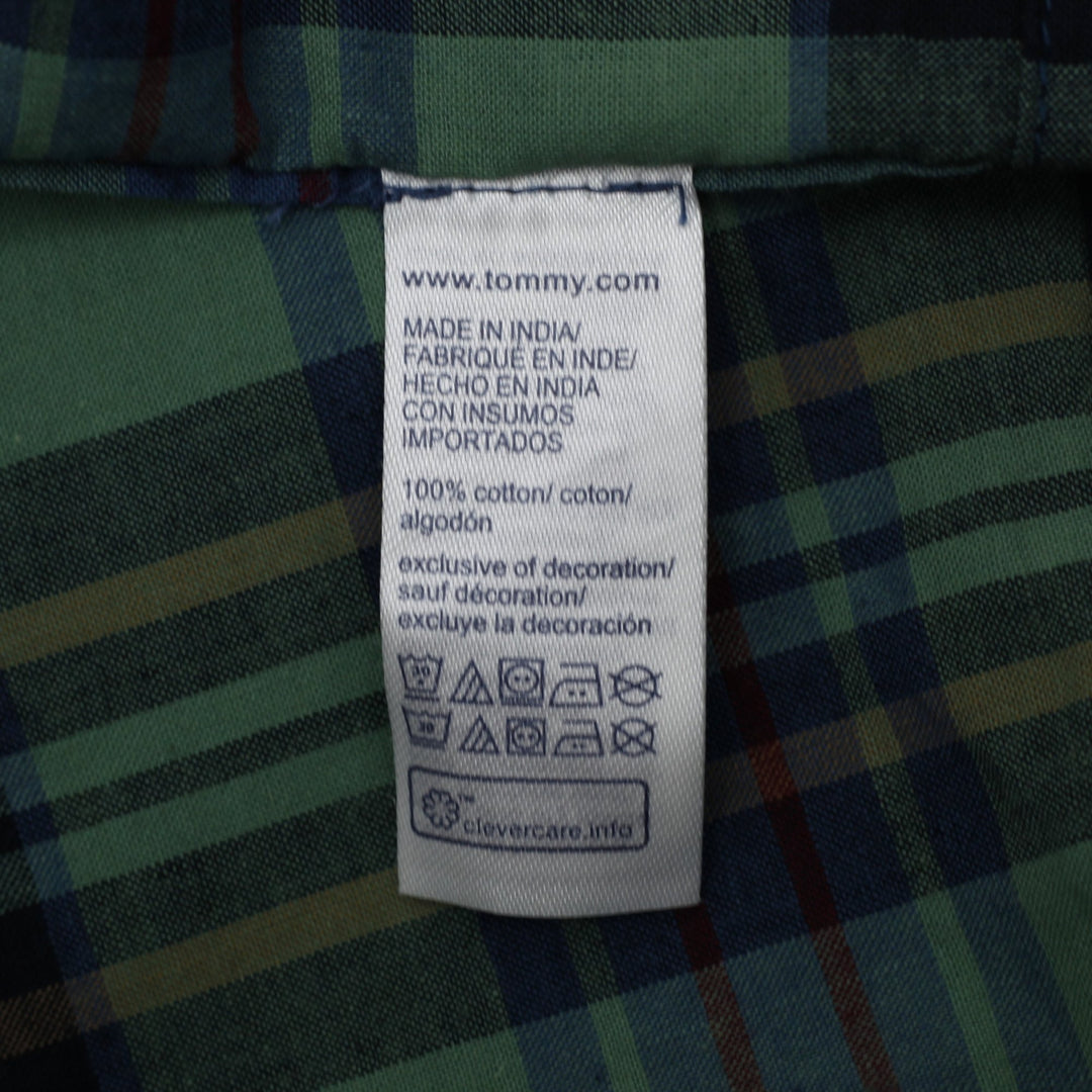 Mens Tommy Hilfiger Mixed Plaid Colorblock Short Sleeve Shirt Classic Fit Size M